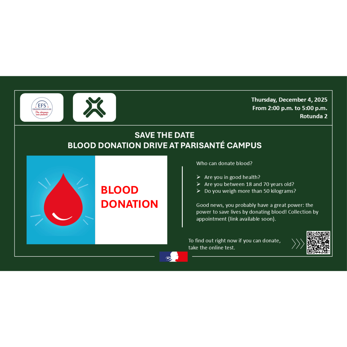 Save the date: Blood Drive at PariSanté Campus
